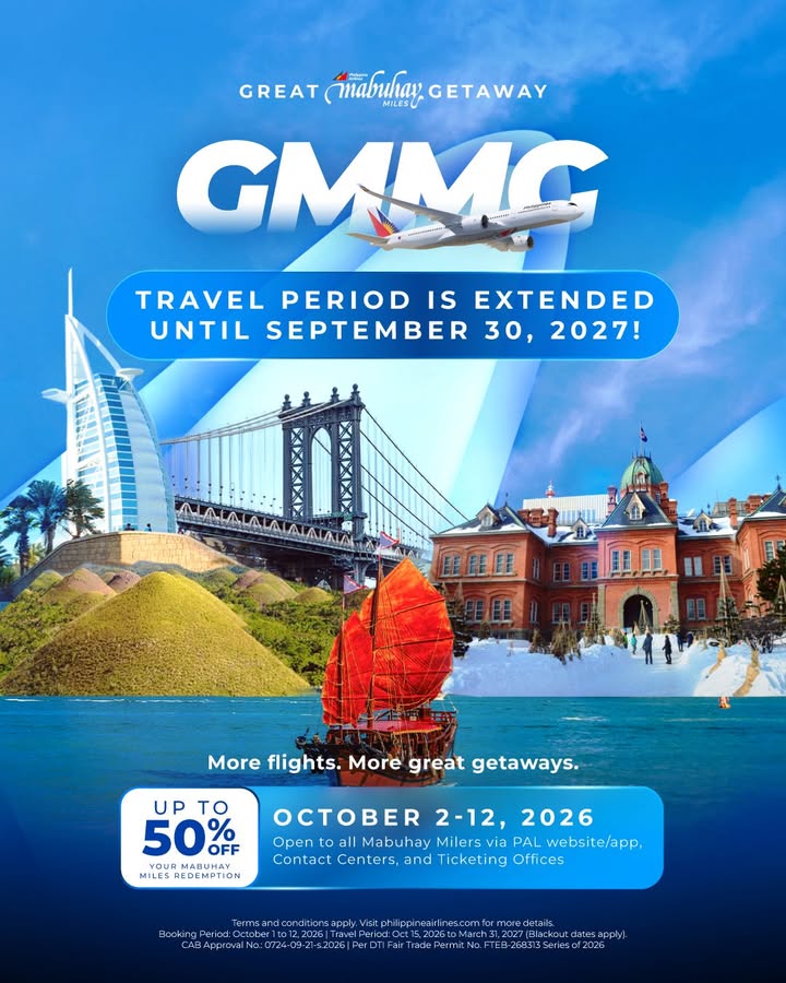 PAL extends Great Mabuhay Miles Getaway travel period